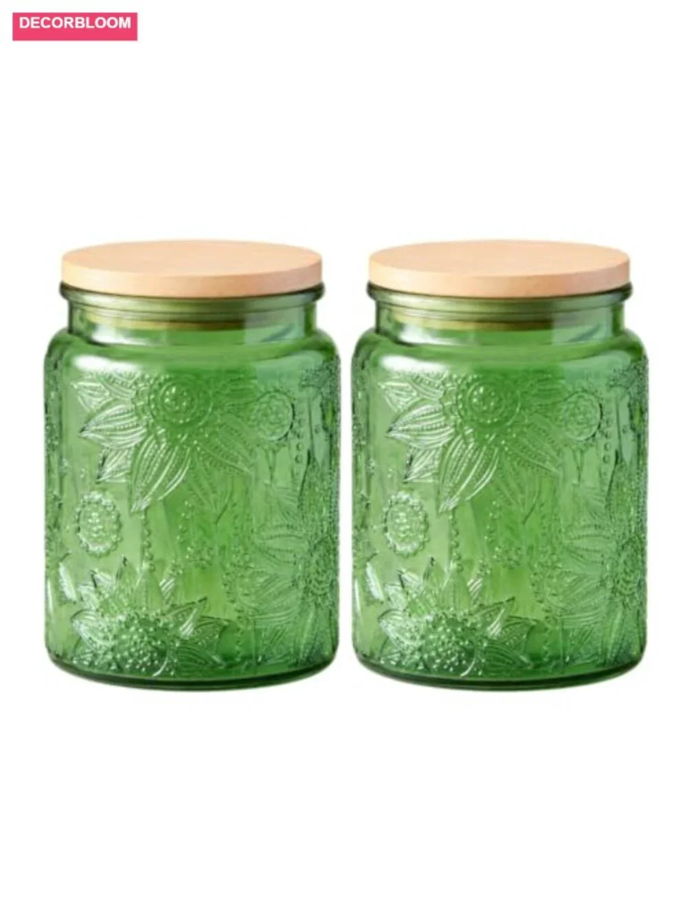 Set of 2 Glass Jars with Lids Vintage Storage Jars Kitchen Counter Pantry